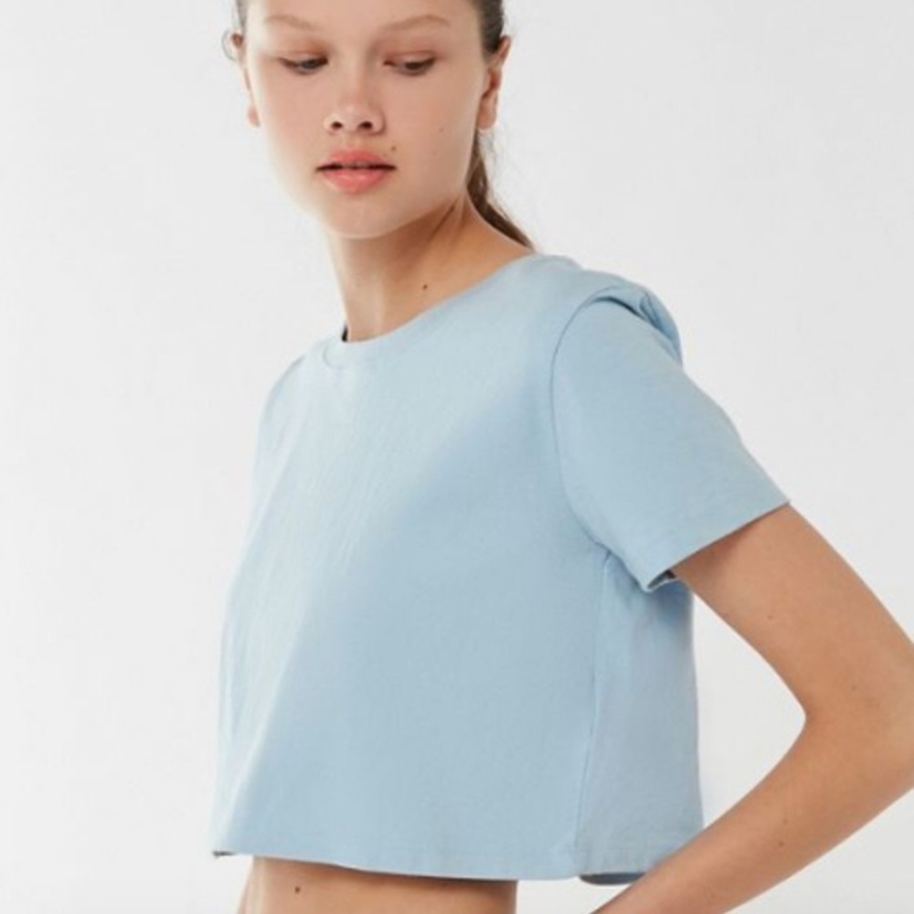 Urban Outfitters light blue Best Friend cropped tee